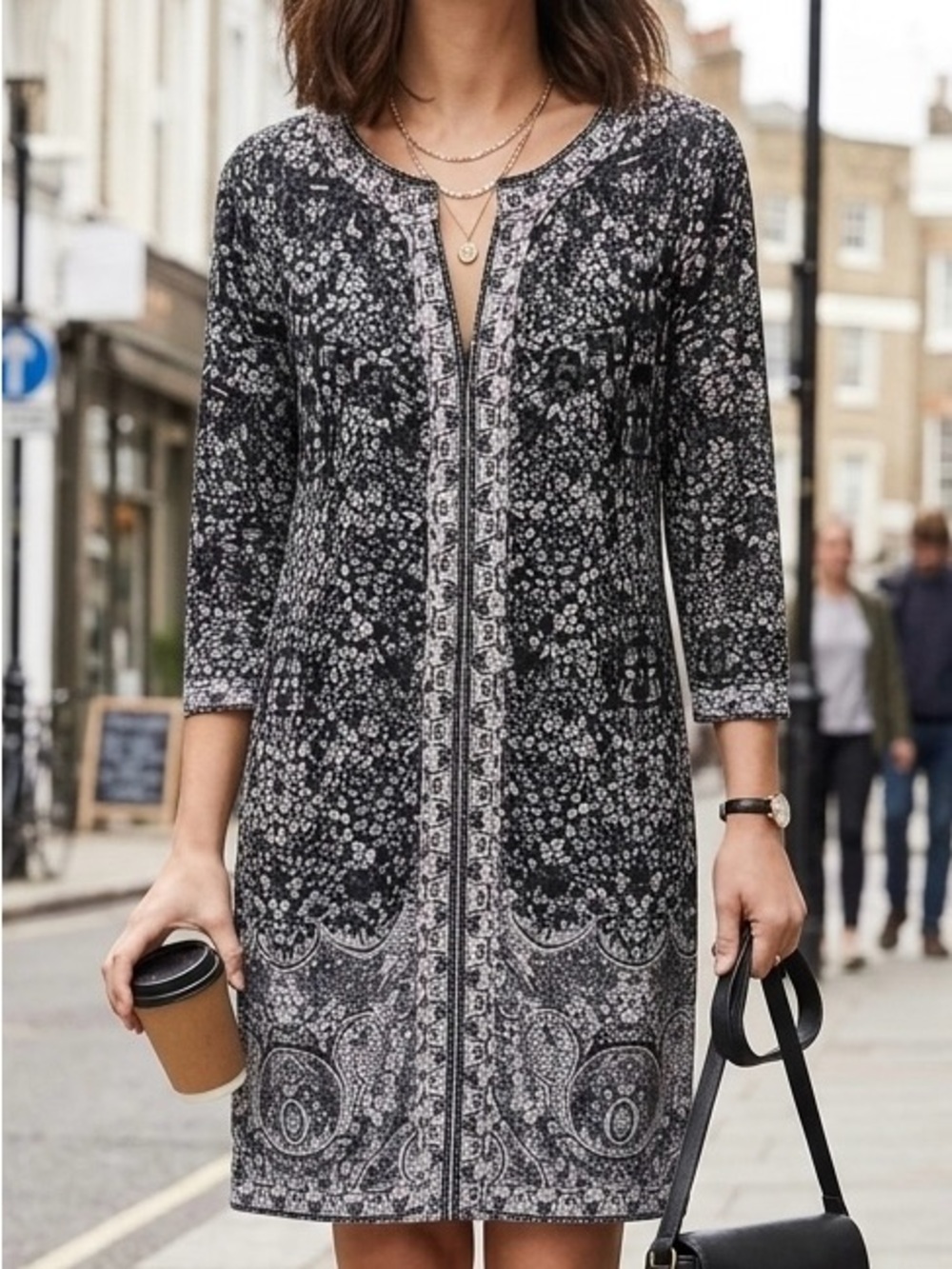 BCBGMaxAzria Avila Keyhole Tunic Mini Dress Floral Paisley Size S